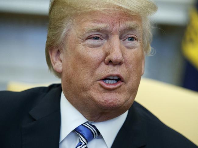 President Donald Trump speaks during a meeting with Israeli Prime Minister Benjamin Netanyahu in the Oval Office of the White House, Monday, March 5, 2018, in Washington. (AP Photo/Evan Vucci)