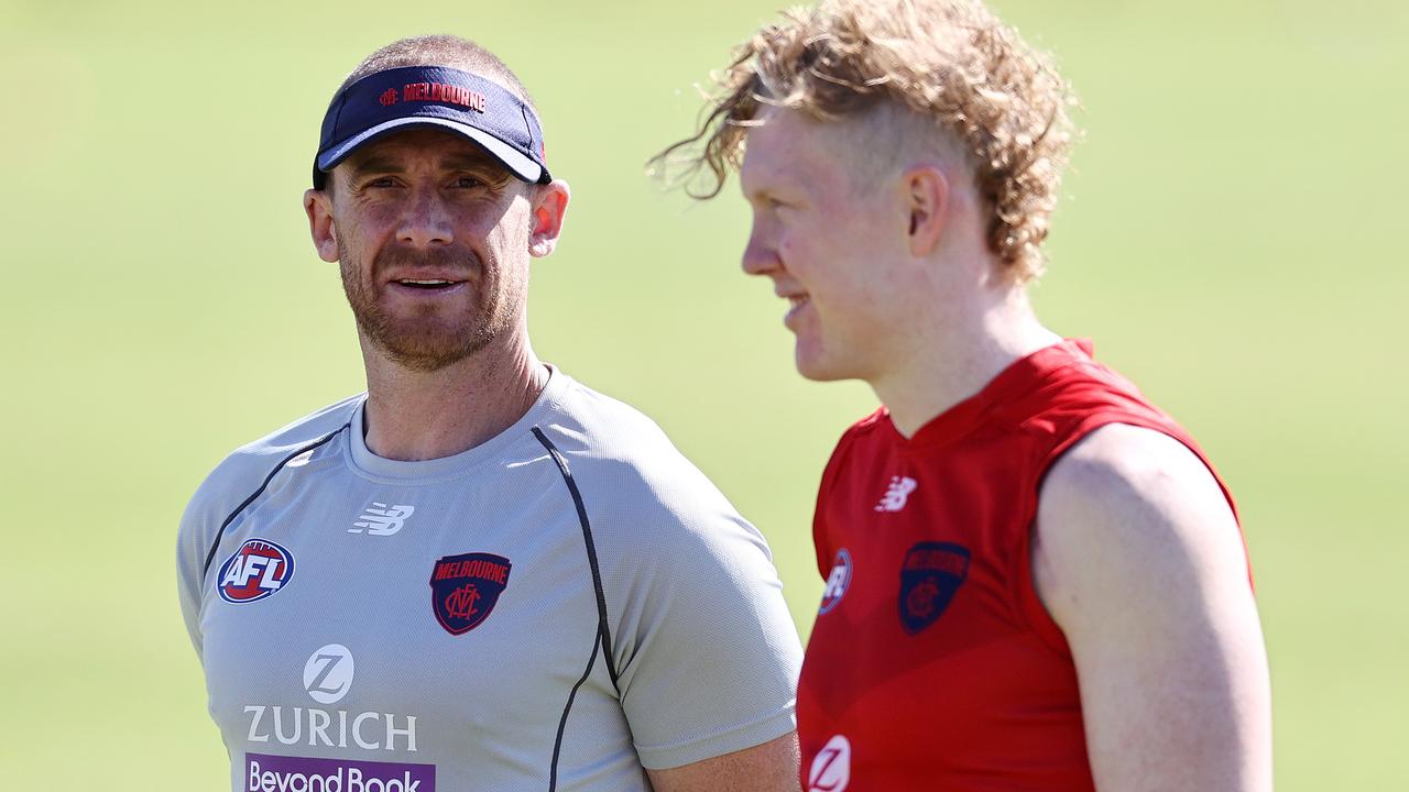 Melbourne coach Simon Goodwin is isolating with illness in Perth. Picture: Michael Klein