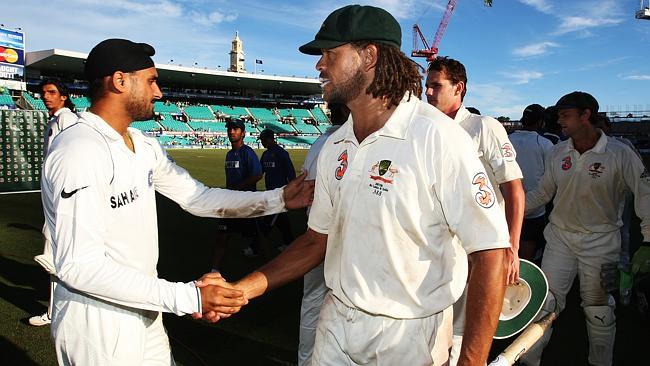 A frosty handshake between Harbhajan Singh and Andrew Symonds after the infamous SCG Test.