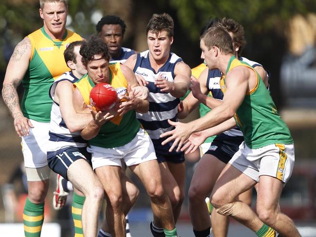Albion and Spotswood do battle in the 2011 WRFL grand final.