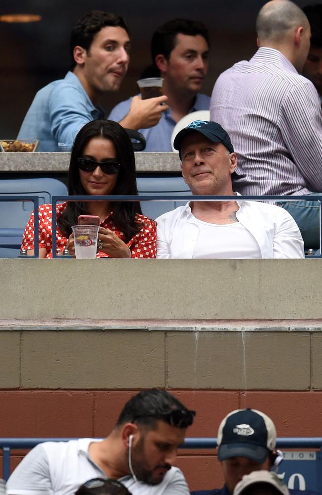 Bruce Willis and Emma Heming are seen on September 10, 2016 at Day 12 of The US Open in Flushing Meadow. Picture: AFP