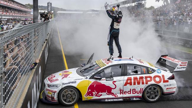 Shane van Gisbergen celebrates at the VALO Adelaide 500. Picture: Mark Horsburgh