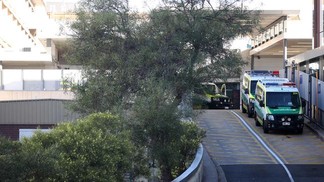 Ambulances at the Flinders Medical centre. Picture: NCA NewsWire / Kelly Barnes