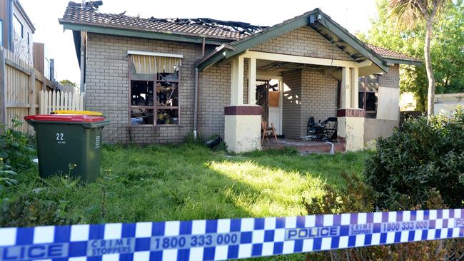 An unoccupied house in Ormond caught fire on Saturday night. Picture: Andrew Henshaw