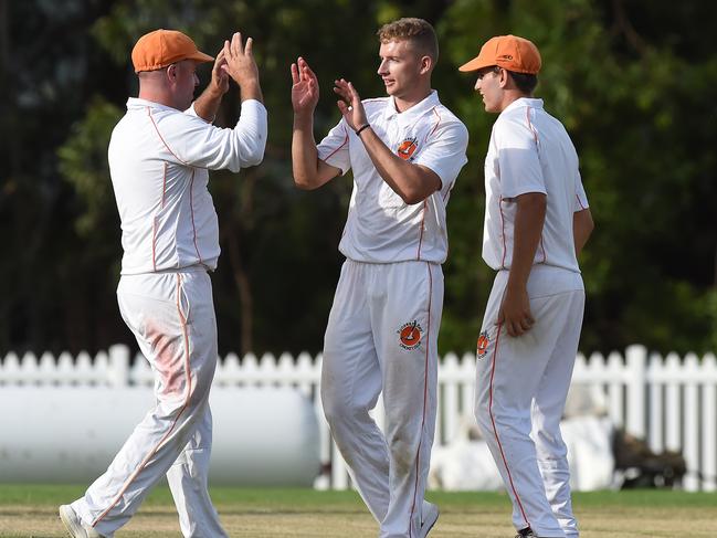 Kookaburra Cup cricket - Southport Labrador vs. Runaway Bay at Morrie Glasman Oval in Arundel. Runaway Bay celebrate after batsman C Perry is caught. Picture: Lawrence Pinder