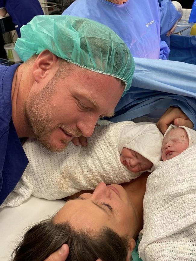 Sam and Brittany Groth welcomed babies Mason and Parker Groth. Picture: Instagram,