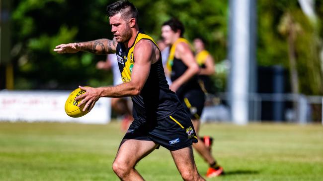 Nathan Brown captained Nightcliff in the win against Tiwi. Picture: Patch Clapp / AFLNT Media