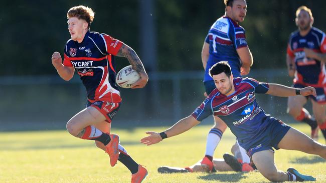 August 9, Ormeau Shearers v Runaway Bay in Gold Coast Rugby League A Grade. Runaway Bays number 6 Guy Hamilton in action. Scott Powick Newscorp