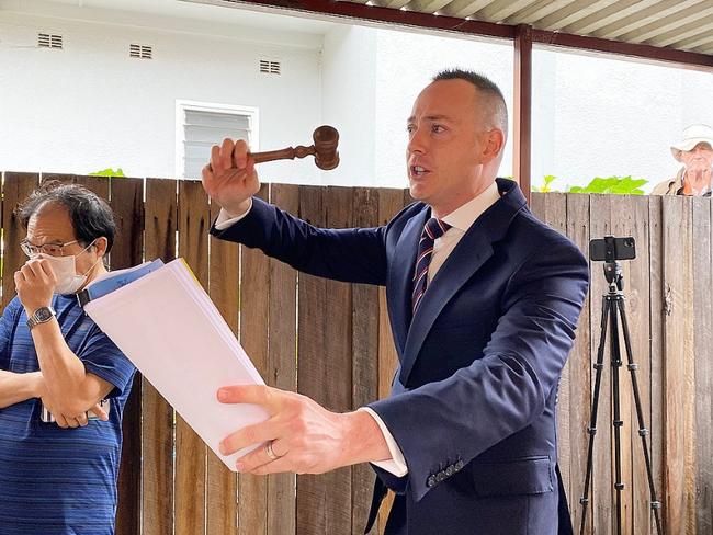 Auctioneer Andrew Cooley of Avenue Auctions on February 13, 2021. NSW real estate.