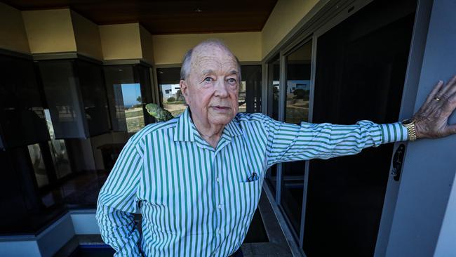 Former WA Labor premier Brian Burke at his home at Trigg with George, his bird. Picture: Colin Murty for The Australian