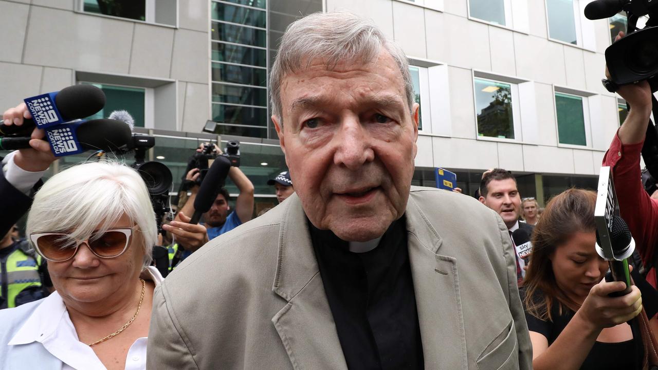 Cardinal George Pell leaves the County Court of Victoria court today. Picture: Asanka Brendon Ratnayake/AFP