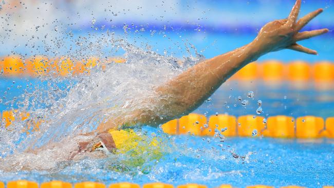 Mitch Larkin during his men's 200m backstroke heat in the Rio 2016 Olympic Games. Picture: TOM PENNINGTON/GETTY IMAGES