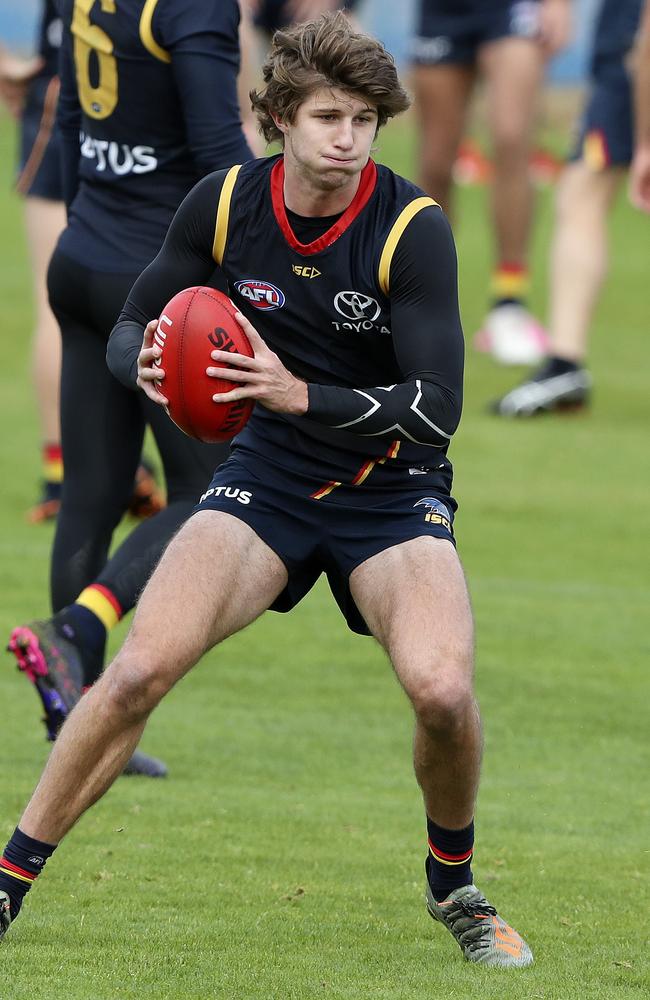 Smith says Jordon Butts, who made his AFL debut this year, is already looking bigger and stronger on the training track. Picture: Sarah Reed