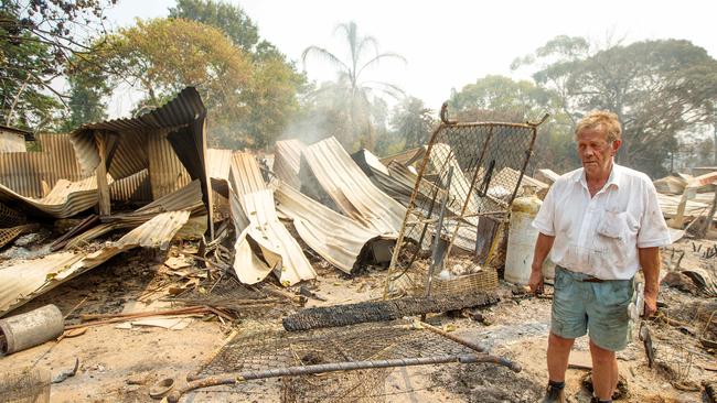 Rex Newton, 69, surveys the remains of his Bunyip North home of 40 years. Picture: Mark Stewart