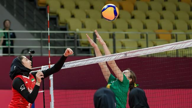 Young volleyball player Ava Gaborit (in green top) is described as a ‘point terminating weapon’. Picture: Supplied