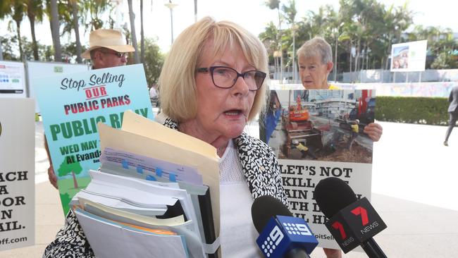 Cr Dawn Crichlow outside a protest. Picture Mike Batterham