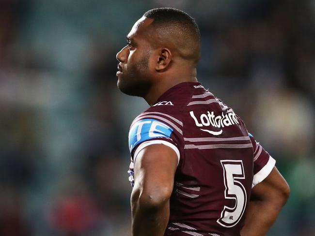 SYDNEY, AUSTRALIA - SEPTEMBER 09:  Akuila Uate of the Sea Eagles looks dejected at fulltime during the NRL Elimination Final match between the Manly Sea Eagles and the Penrith Panthers at Allianz Stadium on September 9, 2017 in Sydney, Australia.  (Photo by Matt King/Getty Images)