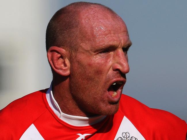 NEATH, WALES - OCTOBER 17: Wales player Gareth Thomas makes a point during the Rugby League Alitalia European Cup match between Wales and Ireland at the Gnoll on October 17, 2010 in Neath, Wales. (Photo by Stu Forster/Getty Images)