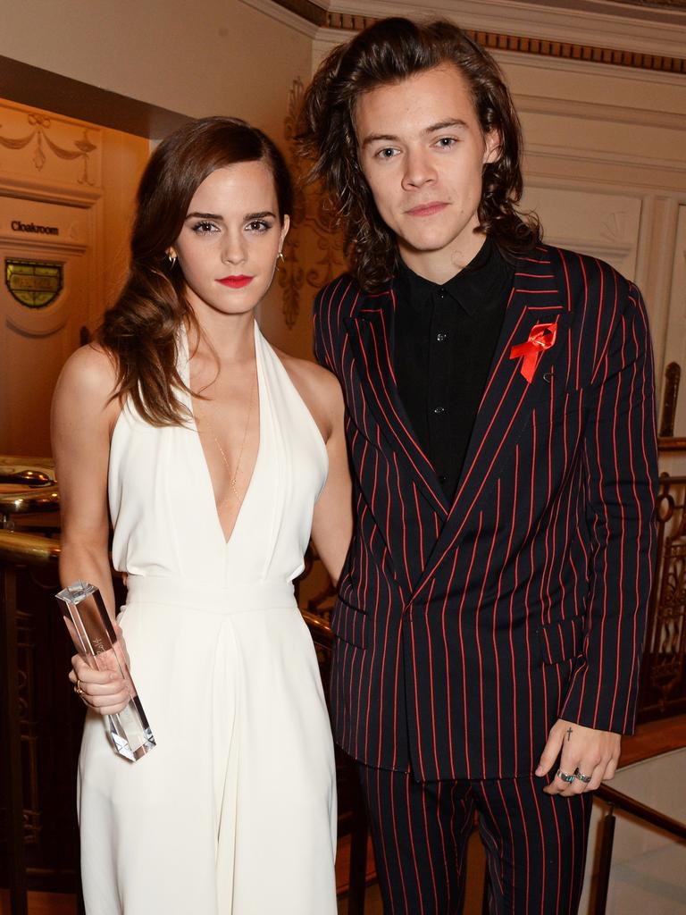 Emma Watson (L), winner of the British Style award, and Harry Styles attend the British Fashion Awards at the London Coliseum on December 1, 2014 in London, England. Picture: Getty