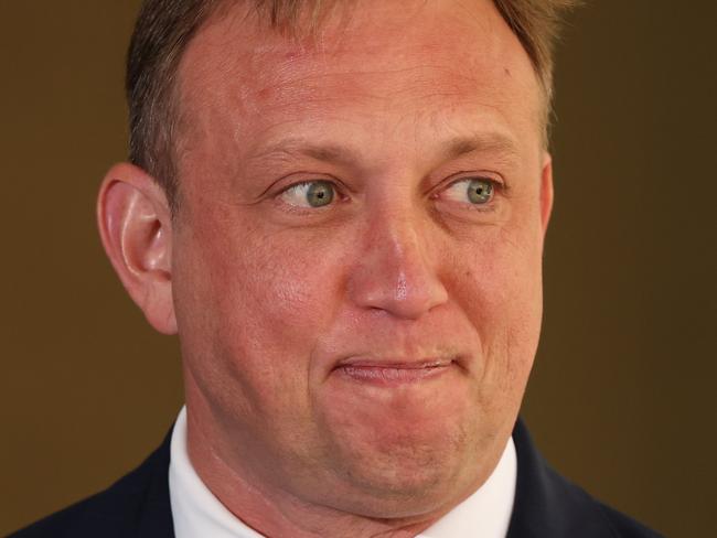 Opposition leader Steven miles talks to media at Parliament House on Thursday. Picture Lachie Millard