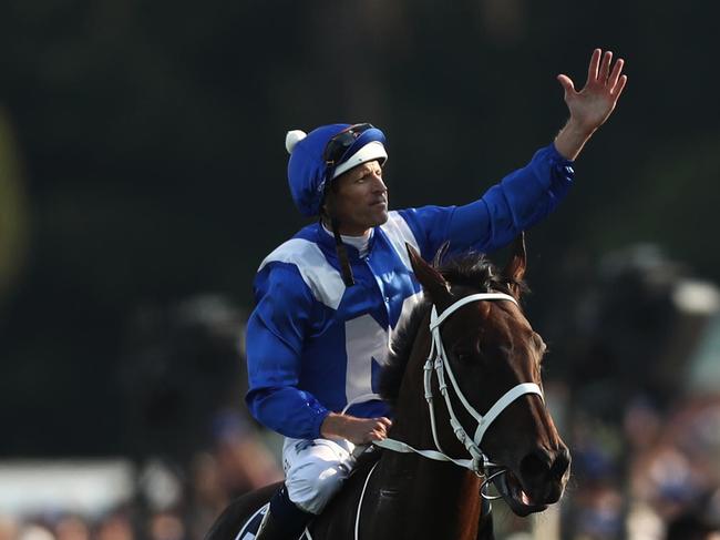 Hugh Bowman and the champ Winx. Picture: Getty Images