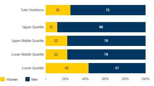 Based on the data it submitted to the WGEA, C. F. C Holding’s employs more men than women across all pay levels.