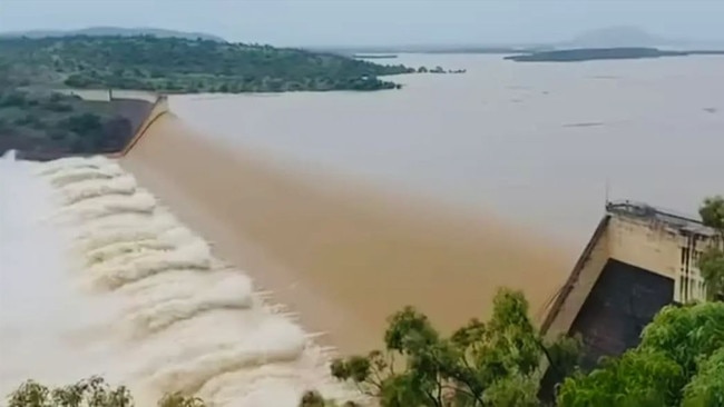 Burdekin Falls Dam, which was on Sunday sitting at 205 per cent capacity. Picture: Martitia Schuchmann