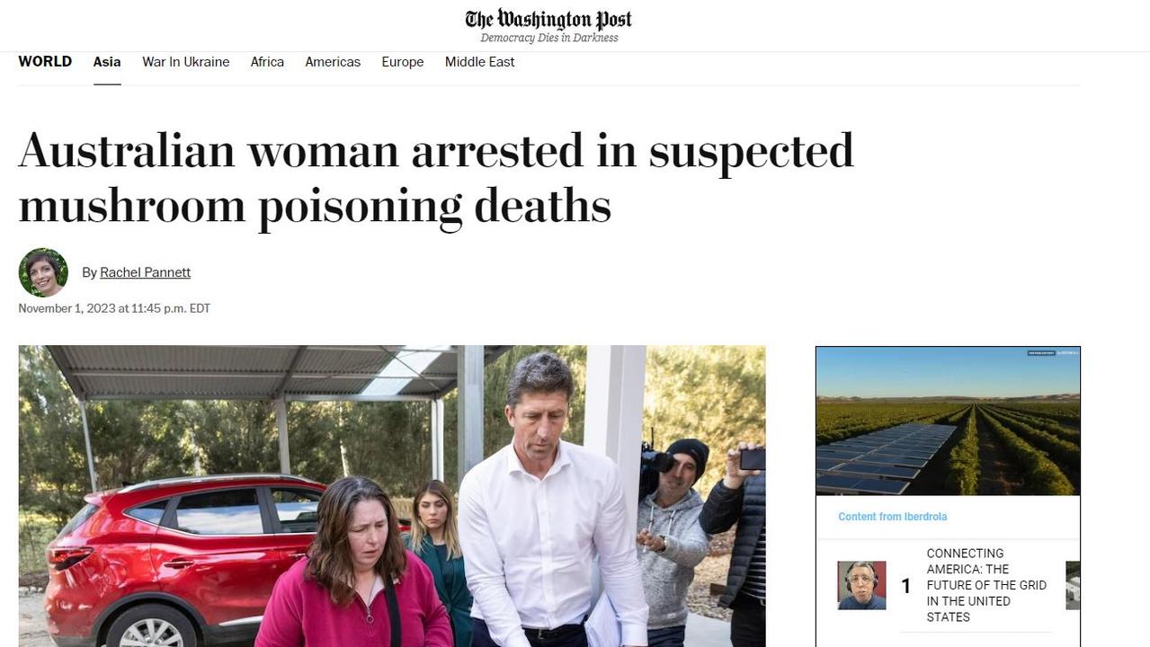 The Washington Post's coverage of the mushroom case. Picture: Supplied