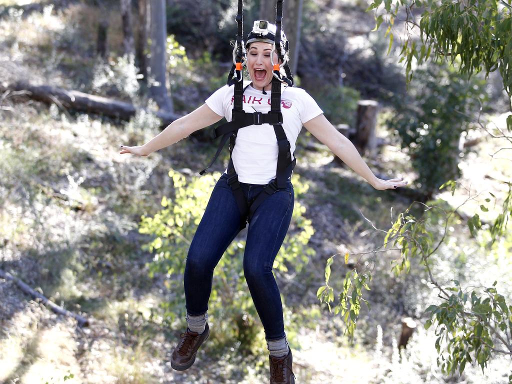 Vikki Campion at Sydney Tree Top Safari. Sydney Tree Top Safari at Western Sydney Parklands. PIcture: News Corp Australia