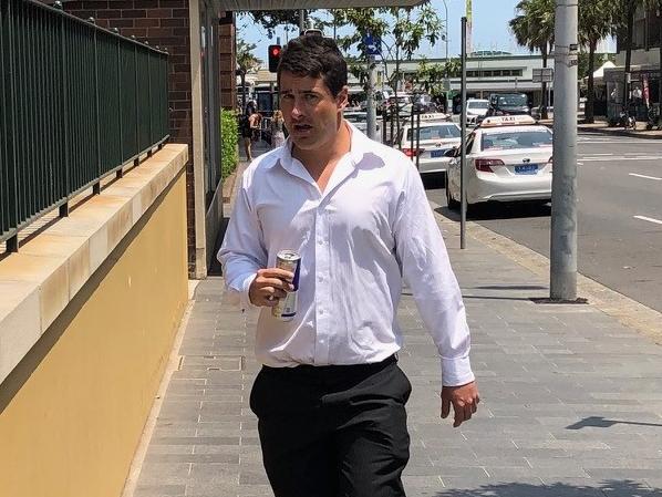 Dean Haithwaite, of Beacon Hill, outside Manly Court House where he was fined $5000 for having a dangerous dog that attacked and badly mauled a police officer. Picture: Jim O'Rourke