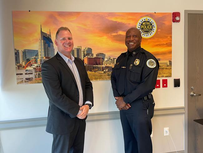 NSW Police Superintendent Andrew Hurst interviewed law enforcement officers in Nashville as part of his research. Picture: Supplied Churchill Trust