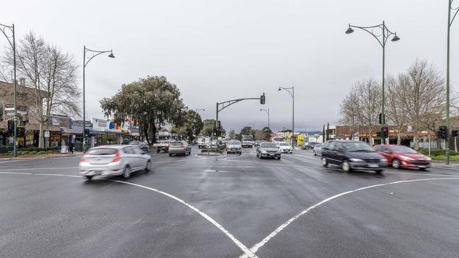 The intersection is a major traffic thoroughfare.