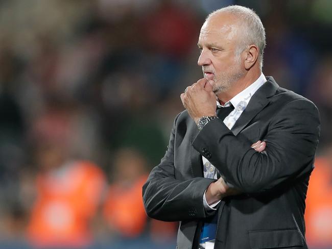 Australia's coach Graham Arnold looks on during the Group B FIFA World Cup 2022 and the 2023 AFC Asian Cup qualifying football match between Jordan and Australia in the Jordanian capital Amman on November 14, 2019. (Photo by AFP)