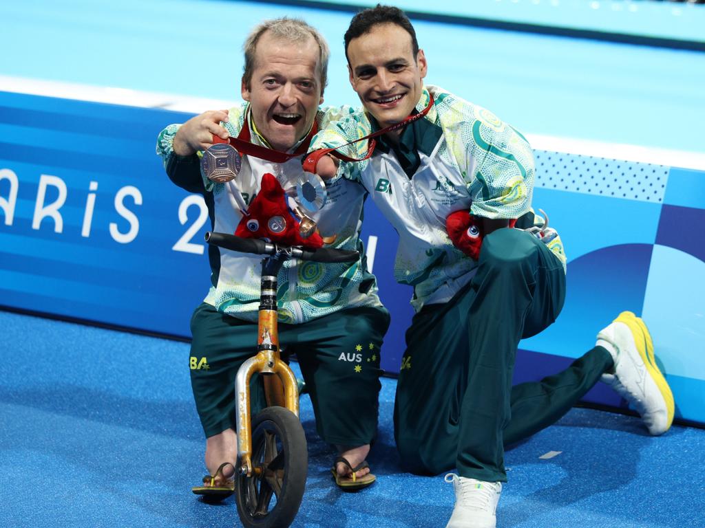 Silver medalist Ahmed Kelly and bronze medalist Grant Patterson of Team Australia. Picture: Adam Pretty/Getty Images