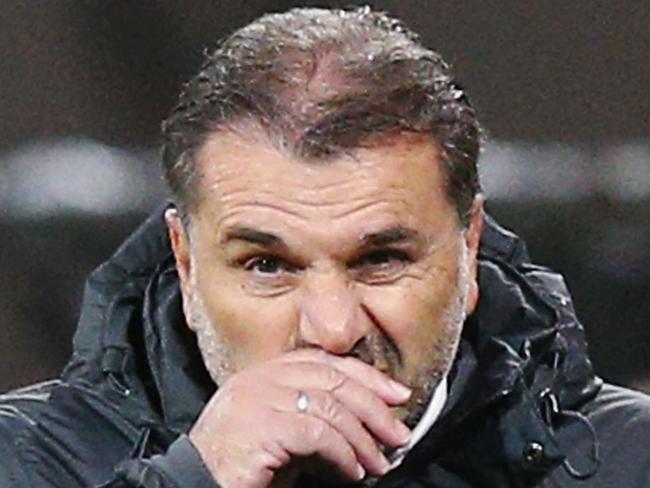 MELBOURNE, AUSTRALIA - SEPTEMBER 05:  Socceroos head coach Ange Postecoglou looks nervous during the 2018 FIFA World Cup Qualifier match between the Australian Socceroos and Thailand at AAMI Park on September 5, 2017 in Melbourne, Australia.  (Photo by Michael Dodge/Getty Images)