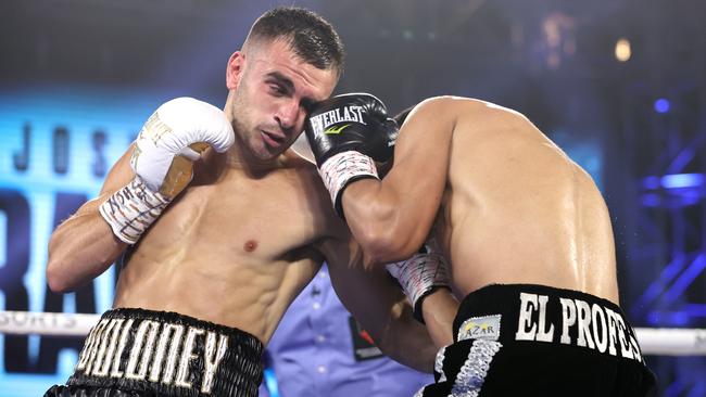 Maloney had turned the tables on Franco in Vegas, only to be cruelly dealt with by the referee. Picture: Top Rank Inc/Getty Images