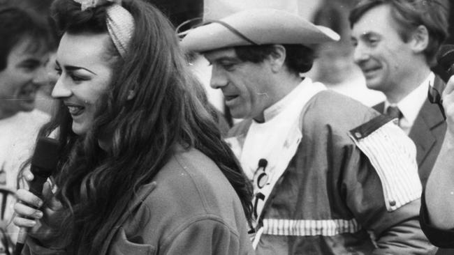 Boy George with Ian (Molly) Meldrum and the SA Premier John Bannon in Rundle Mall.