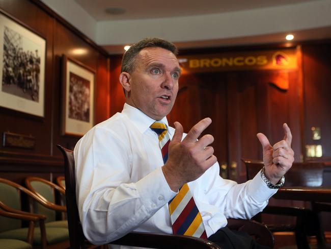 Broncos CEO, former police officer, Paul White at the Brisbane Broncos Red Hill headquarters. Picture: Glenn Barnes