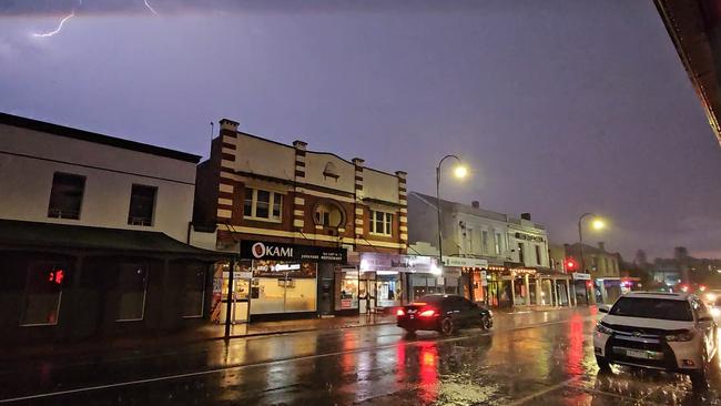 Pakington St in Geelong during the storm.