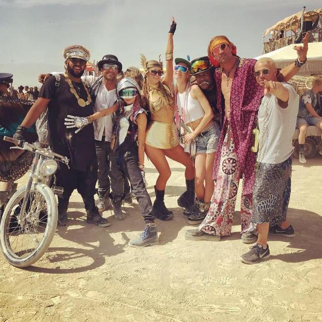 Cara Delevingne, Paris Hilton, Poppy Delevingne and friends at the 2016 Burning Man Festival in the Black Rock Desert, Nevada ... 