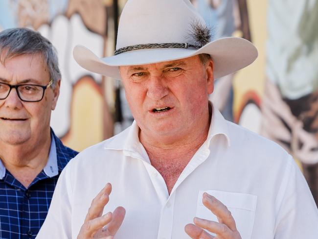 Deputy Prime Minister Barnaby Joyce campaigning in Alice Springs with Jacinta Nampijinpa Price (Senate candidate for the NT) and Damian Ryan (candidate for Lingiari).Location: Yipirinya School, Alice Springs, NTÃÂ© Office of the Deputy Prime Minister 2022 BH MUST CREDIT Brad Hunter Office of the Deputy Prime Minister 2022