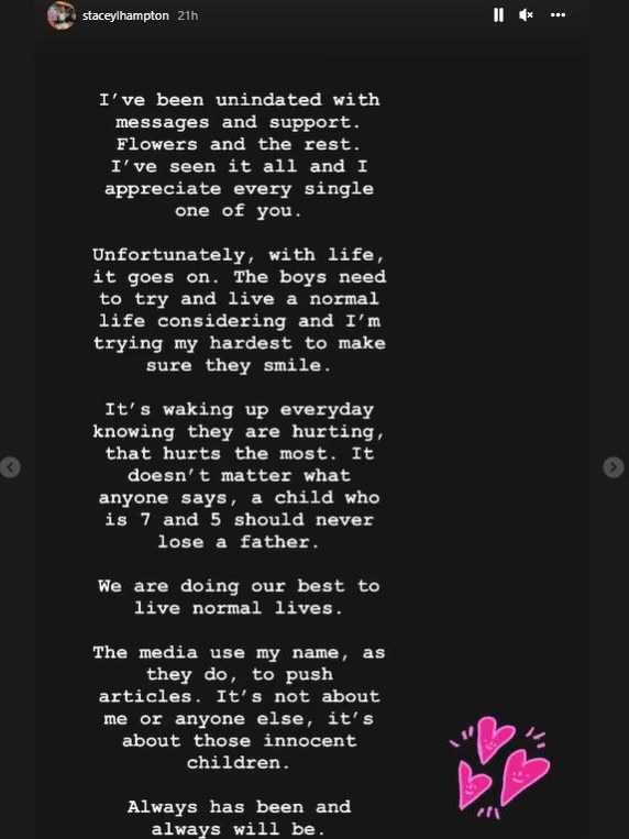 The post shared to her Instagram story thanks fans for their support. Picture: Instagram