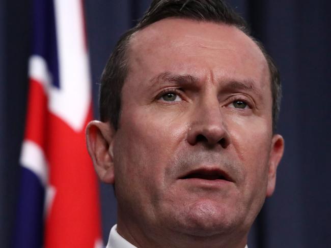 Premier Mark McGowan postponed opening the border at a late night press conference. Picture: The Australian