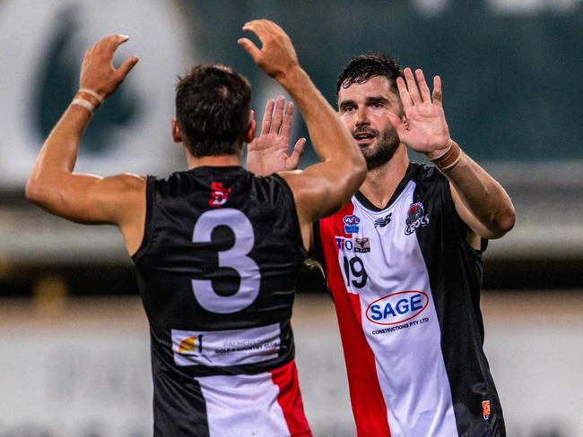 Jarrod Brander playing for Southern Districts in the 2024-25 NTFL season. Picture: Patch Clapp / AFLNT Media