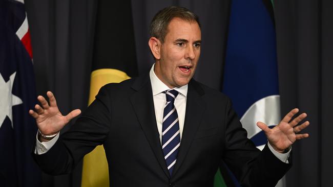 Treasurer Jim Chalmers speaking at a press conference after the RBA cut the cash rate. Picture: Martin Ollman/NewsWire