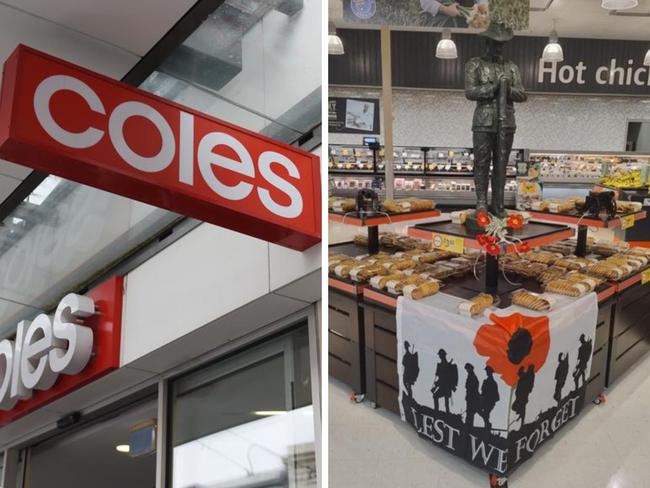 Workers at a Coles store in northeast Queensland have been praised over a moving display ahead of Anzac Day. Picture: Supplied