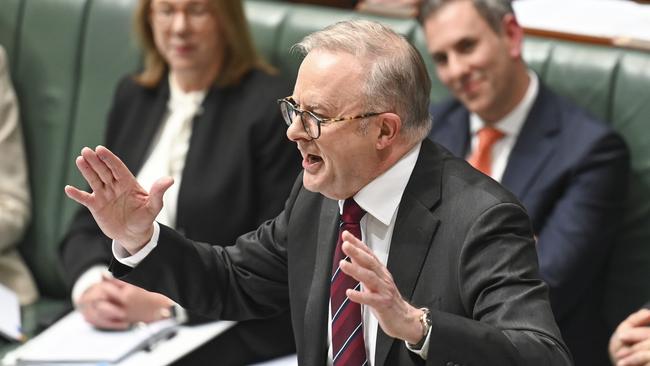 Anthony Albanese in question time on Wednesday. Picture: NewsWire / Martin Ollman