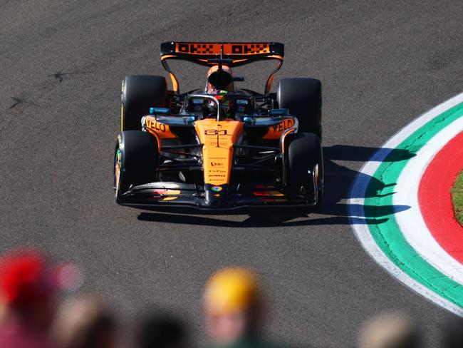 IMOLA, ITALY - MAY 16: Oscar Piastri of Australia driving the (81) McLaren MCL39 Mercedes on track during practice ahead of the F1 Grand Prix of Emilia-Romagna at Autodromo Internazionale Enzo e Dino Ferrari on May 16, 2025 in Imola, Italy. (Photo by Clive Rose/Getty Images)