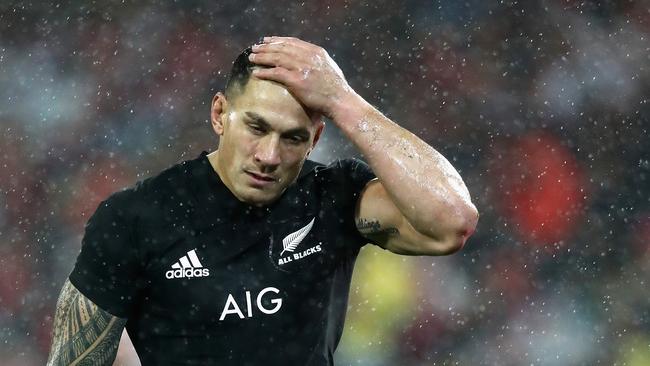 Sonny Bill Williams of the All Blacks after being shown a red card against the Lions.