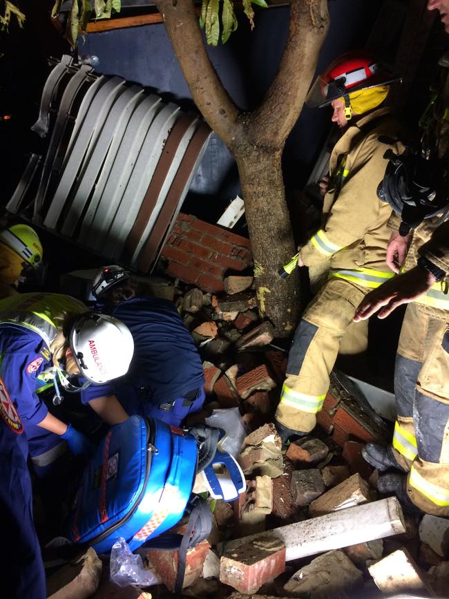 Rescue crews sift through the rubble for survivors.